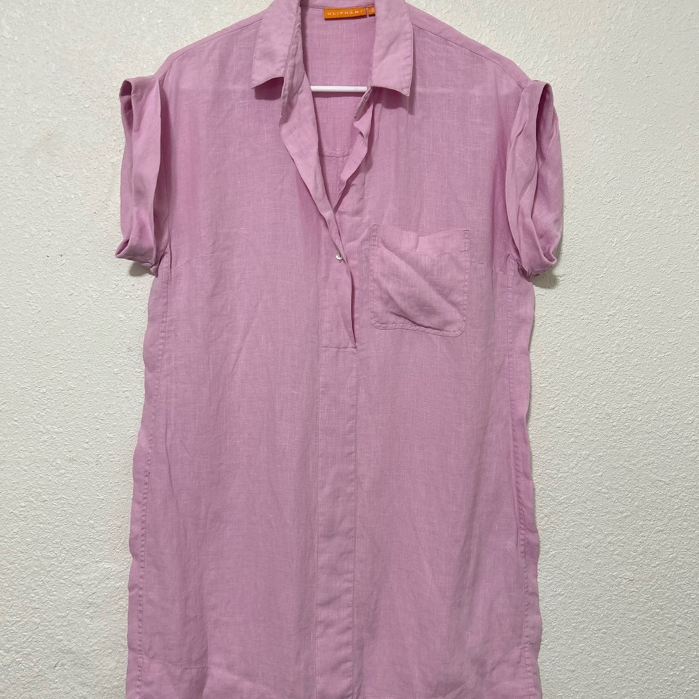 Oliphant Women's Mini Shirt Dress, Lilac, Small, 100%‎ Linen